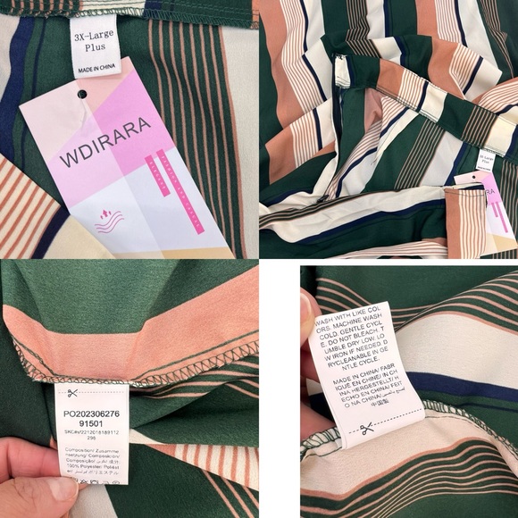 NWOT Plus Size Printed Drawstring Waist Split Side Wide Leg Pants 3X LARGE PLUS - Picture 16 of 17